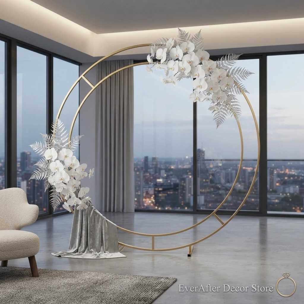 Round Iron Flower Ring Stand Balloon Backdrop Frame for Wedding Birthday Party Outdoor Decorative Iron Stand