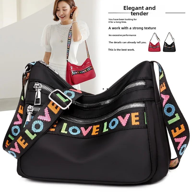 Oxford cloth crossbody bag, shoulder bag, large capacity, multi-flap pocket pants bag, women\'s new fashion letter, k-style, t...