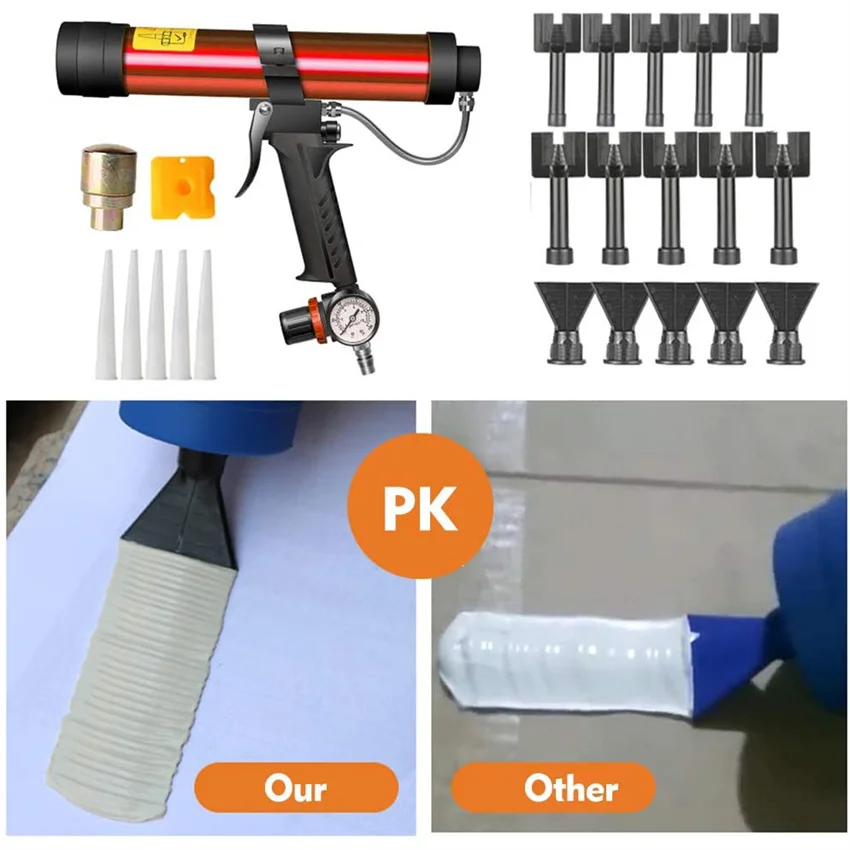 Adjustable Pneumatic Glass Glue Gun Air Rubber Gun Tool Hard Glue Sealant Applicator Caulking Gun Tool silicone seam sealer gun