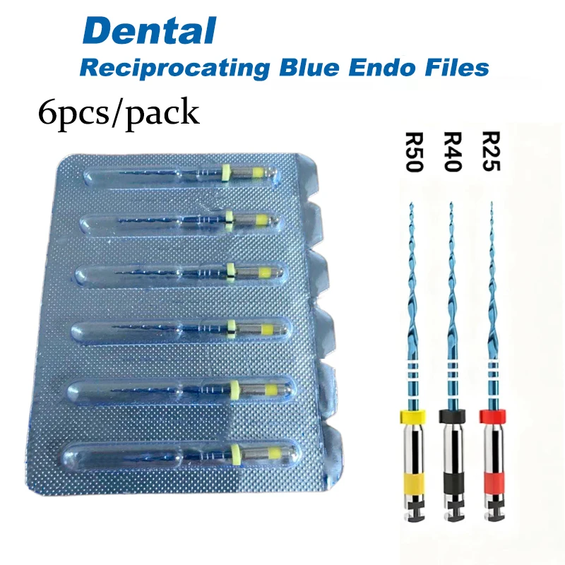 Image of Dental Reciprocating Blue Endodontic Files R25 Heat Activated Reciprocation Rotary Files Dental Only One File Dentistry Tools