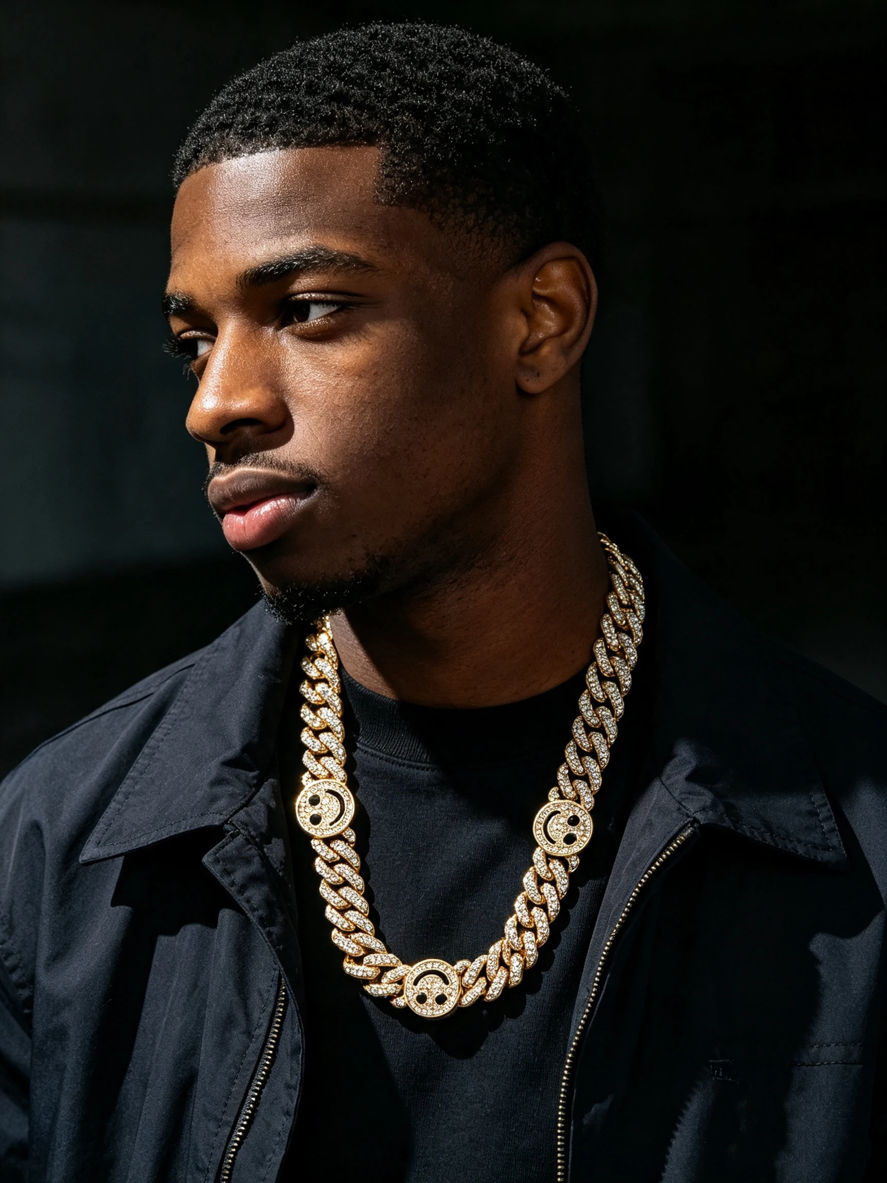 A smiling face necklace in hip-hop punk style, a fashionable accessory for events, parties and gatherings. It's a necklace for m