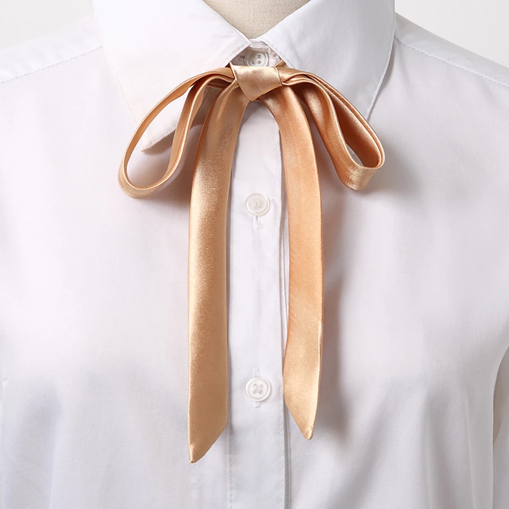 Thin Satin Bowtie Solid Color Simple Shirt Uniform Accessory Girl Ornaments Student Bowtie Vintage Elegant Ribbon Knot