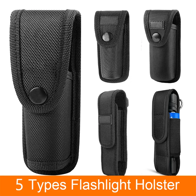 Funda táctica para linterna para caza al aire libre, bolsa Molle para escalada, cinturón para hombre, funda para linterna LED, soporte para