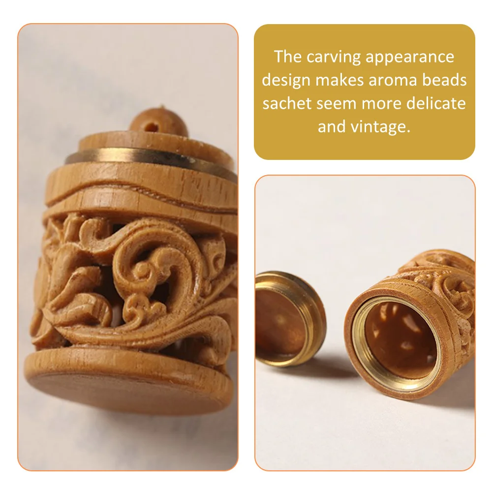 

2pcs Wooden Aroma Sachet Pendant Carved Diy Diffuser Bottle For Home Car Essential Oil Storage Hanging Gift Scent Ball Container