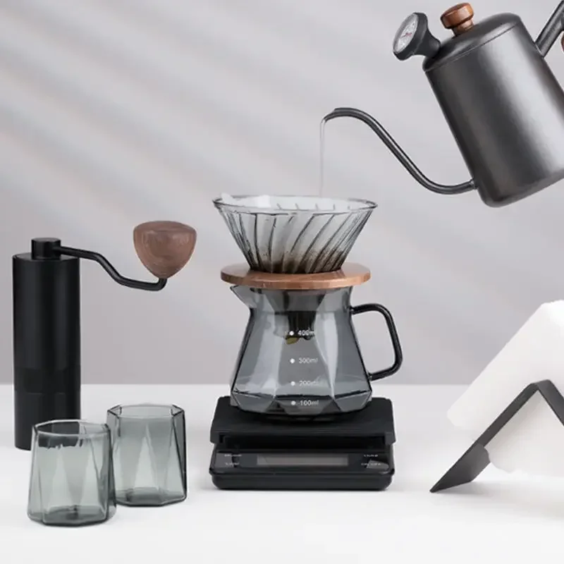 Coffee Hand Brewed Coffee Pot Set Gift Box Glass Filter Cup Sharing Pot Electronic Scale Bean Grinder  Hand-brewed Coffee Set