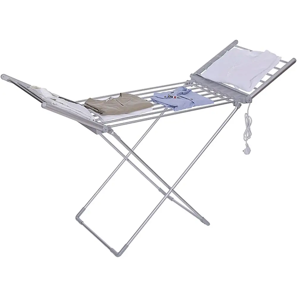 

Energy-Efficient Indoor Electric Clothes Dryer with 18 Heated Bars and Winged Towel Warmer
