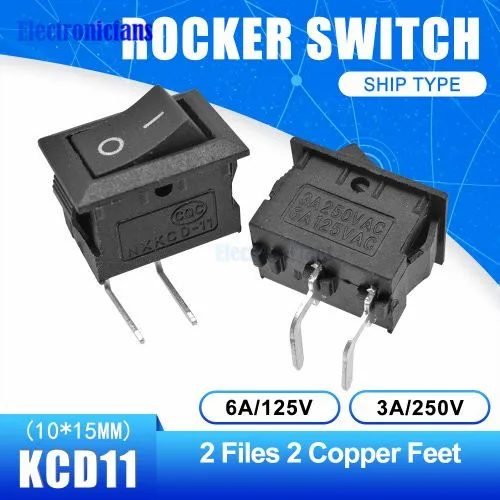 KCD11/10*15MM-2 stops and 2 bends copper feet-Black without light-3A/250V