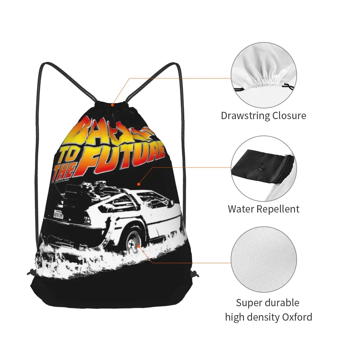 Retro Back To The Future Backpacks Fashion Drawstring Bags Shoes Bag Book Bags for Travel Students view 3