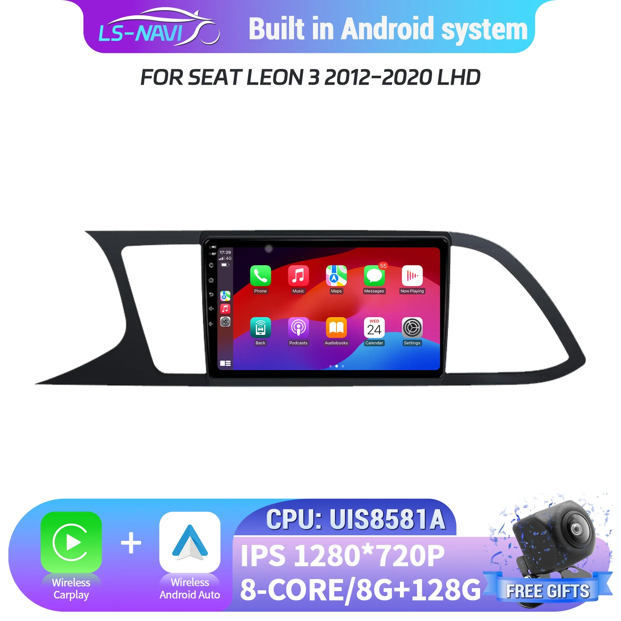 

Carlinkit Android 14 System for Seat Leon 3 2012-2020 LHD with 4G GPS Wireless Bluetooth Carplay Multimedia Navigation Screen