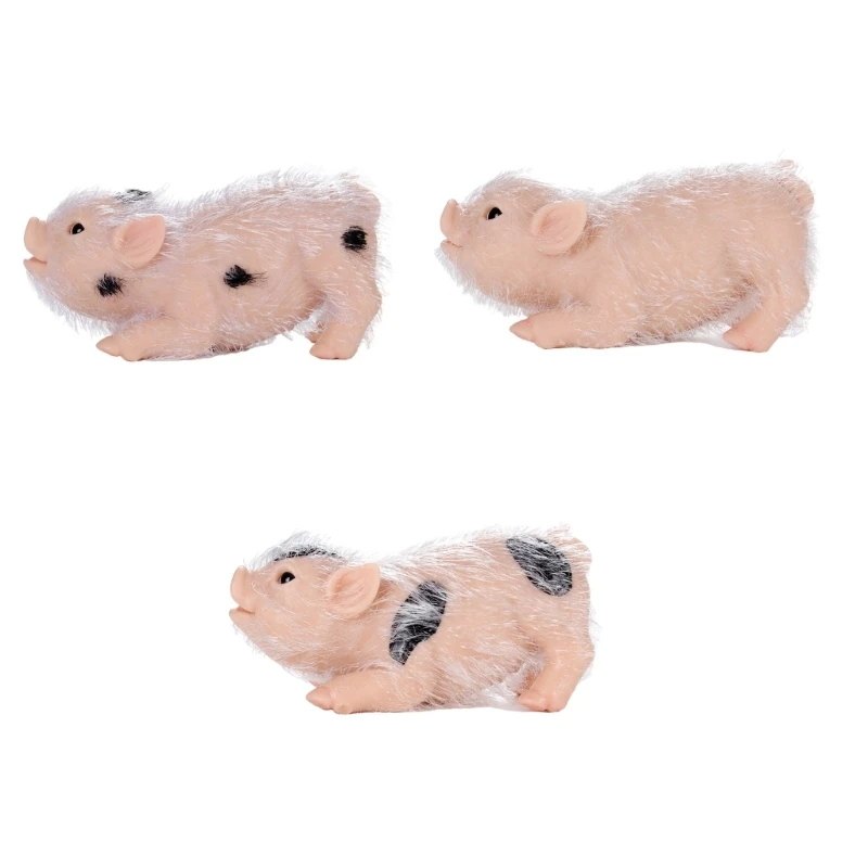 

Life Like Pig Toy Model Silicone Animal Figurine Educational Pet Raise Toy