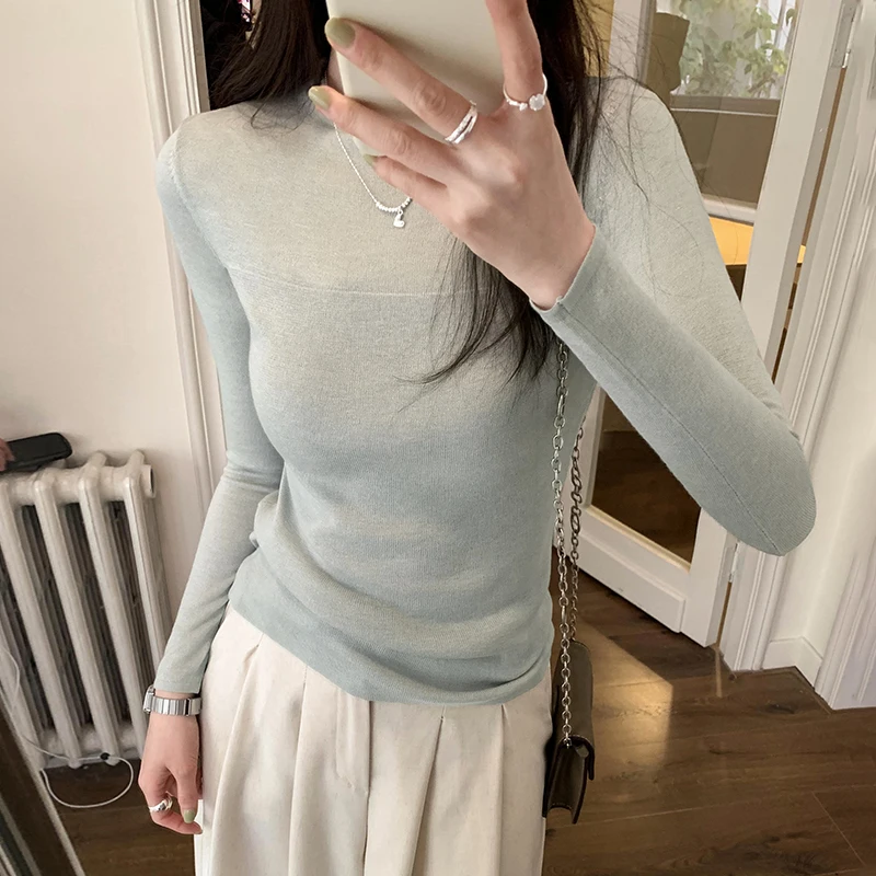 البلوزات لاعبا البلوفرات المرأة الصوف سترة المرأة الصوف يشعر طوق كامل الأعمال اليومية OL BF Y2K سيدة المهنية تخفيف #6