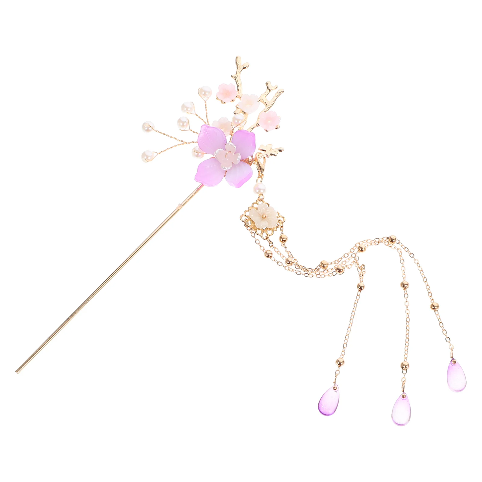 

Pearl Tassel Hairpin Chinese Sticks Bridal Pins Headgear Style Zinc Alloy Hanfu Headdress Women's