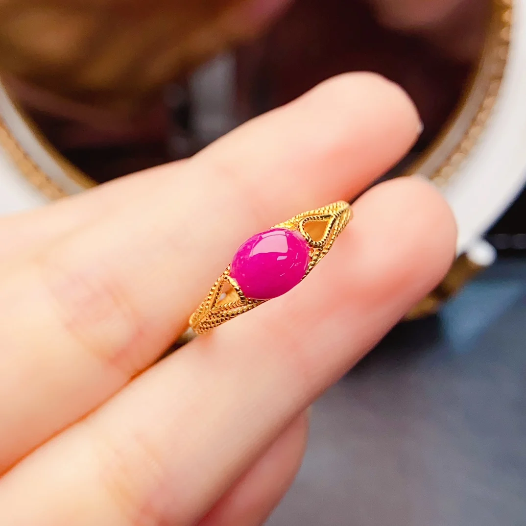 6*8mm Natural Ruby Ring S925 Sterling Silver Certificate Simple Design Fine Fashion Charm Weddings Jewelry for Women FS