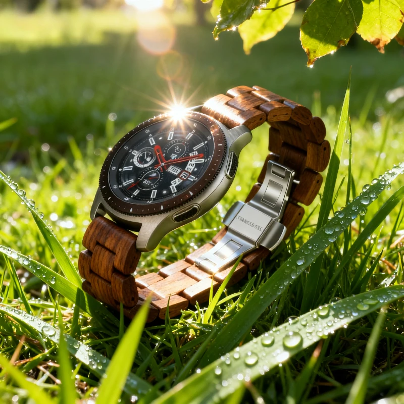 

Ремешок из орехового дерева 22 мм 20 мм для Samsung Galaxy watch 7/FE/6/5/4 40 мм 44 мм Ремешок для часов Huawei GT2 GT3 42 мм 46 мм/Amazfit GTS