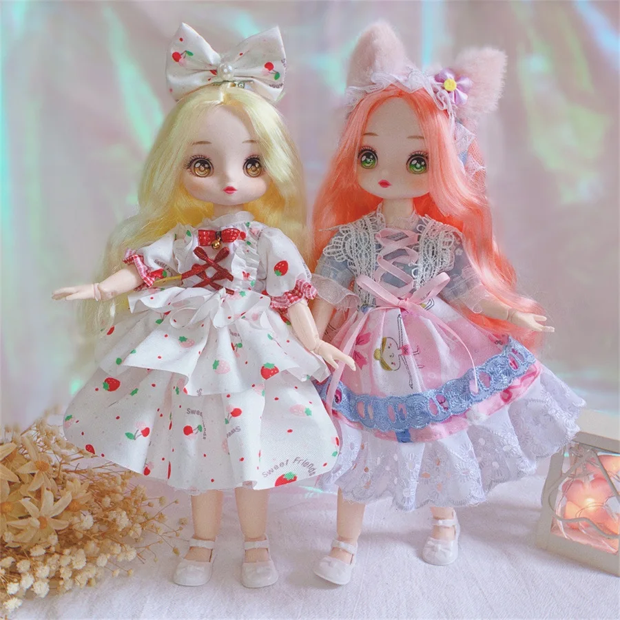 New Arrival 1/6 Bjd Doll 28cm Anime Doll Set with Clothes Suit Dress Up Toys for Children Girls Gift