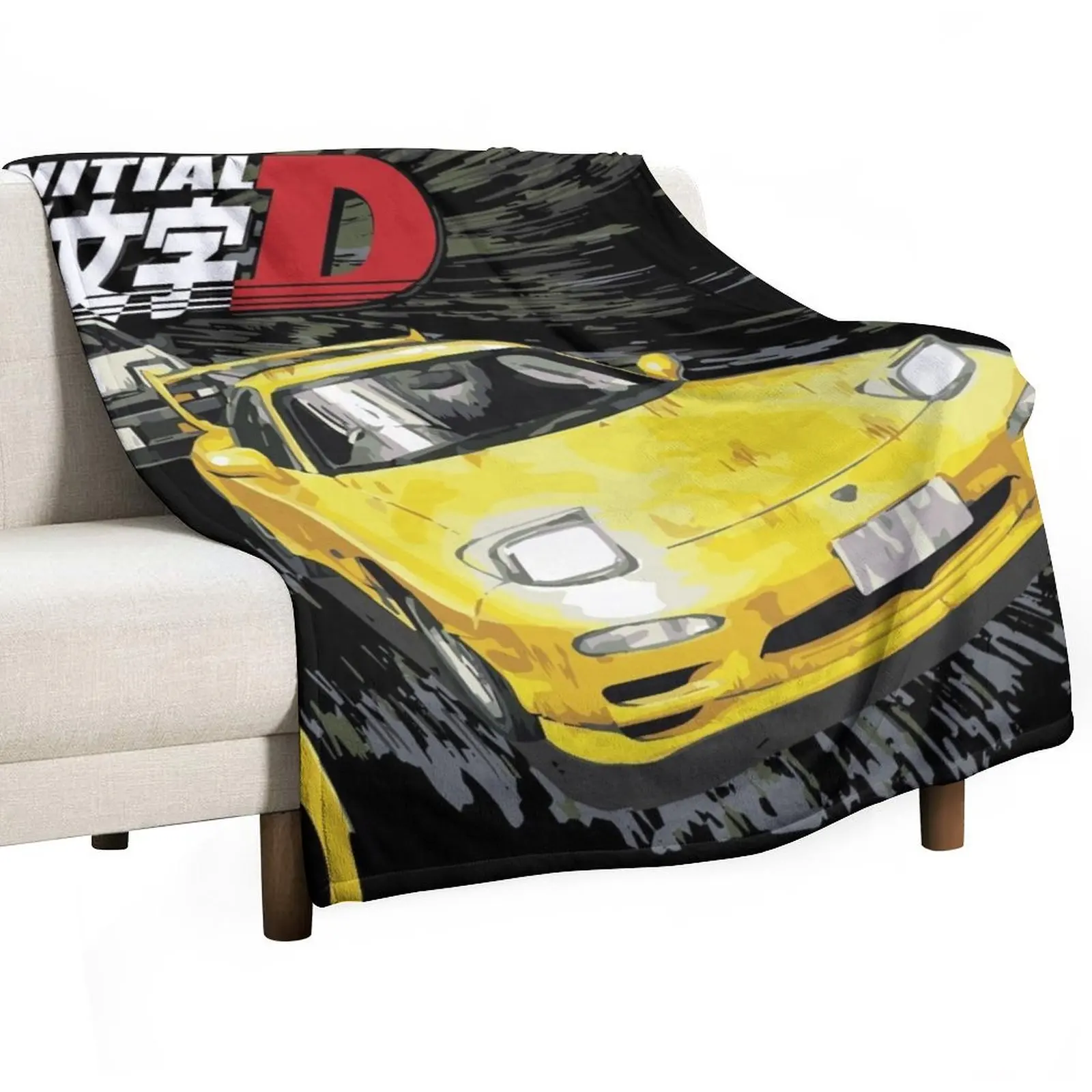 Initial D - Mountain Drift Racing Tandem fd3s vs AE86 Throw Blanket Sofas Multi-Purpose Blankets