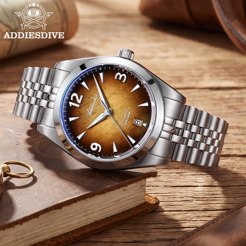 ADDIESDIVE Men's Automatic Mechanical Watch 316L Stainless Steel Sapphire Glass BGW9 Luminous 200M Waterproof Diving Watch