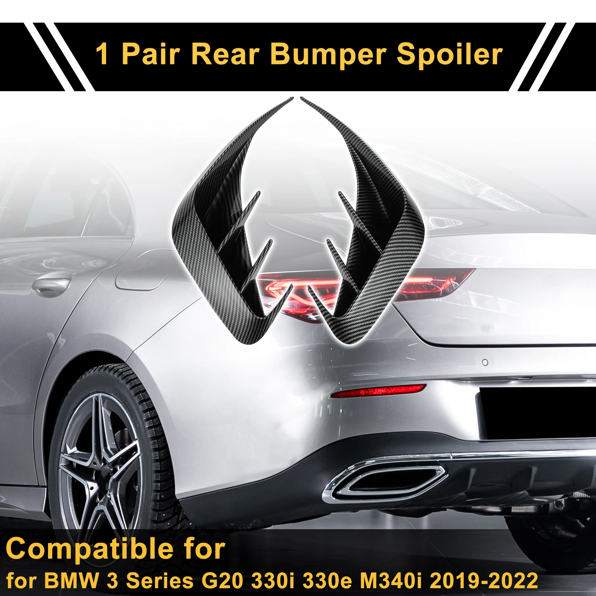 

UXCELL 1 Pair Rear Bumper Spoiler for BMW 3 Series G20 330i 330e M340i 2019-2022 Lower Side Air Vent Cover Trim Black ABS