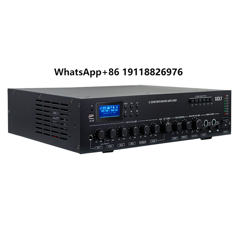 

XIDLY 5 Zone Class AB Analog PA System Mixer Amplifier with 70V 100V Speaker Output