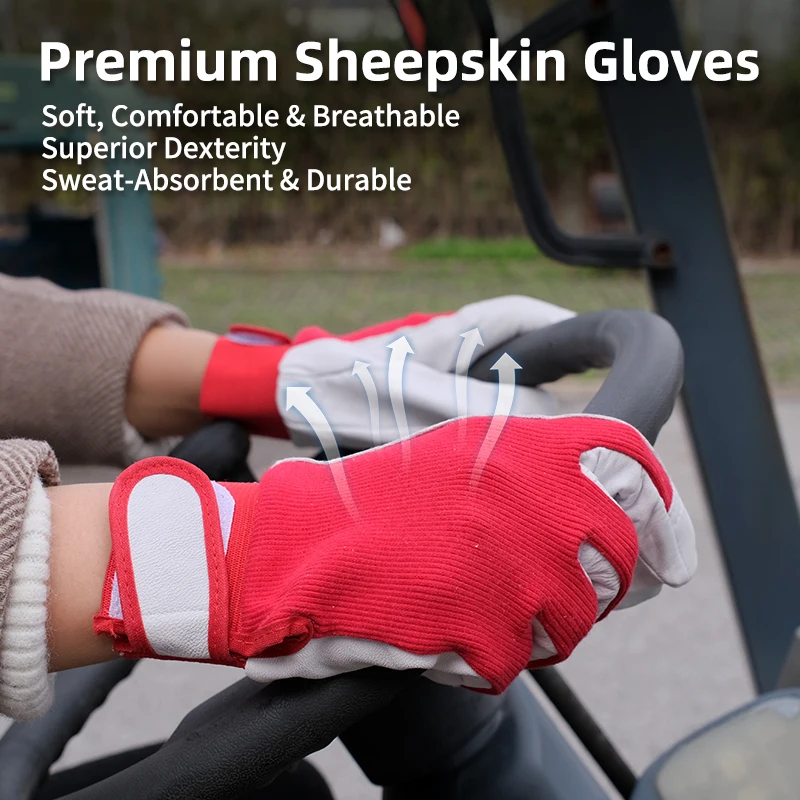 XYEHS XU2501 Soft Goatskin Leather Safety Work Gloves Breathable Flexible Protective Gloves For Garden Industrial Handling