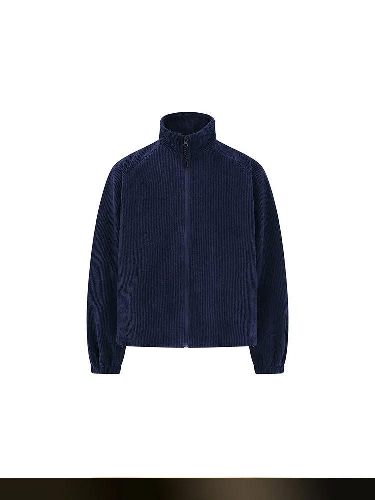 

American Retro Pure Color Simple Corduroy Stand Collar Jaet Men's Loose All-Match ort Sle Outerwear for Autumn