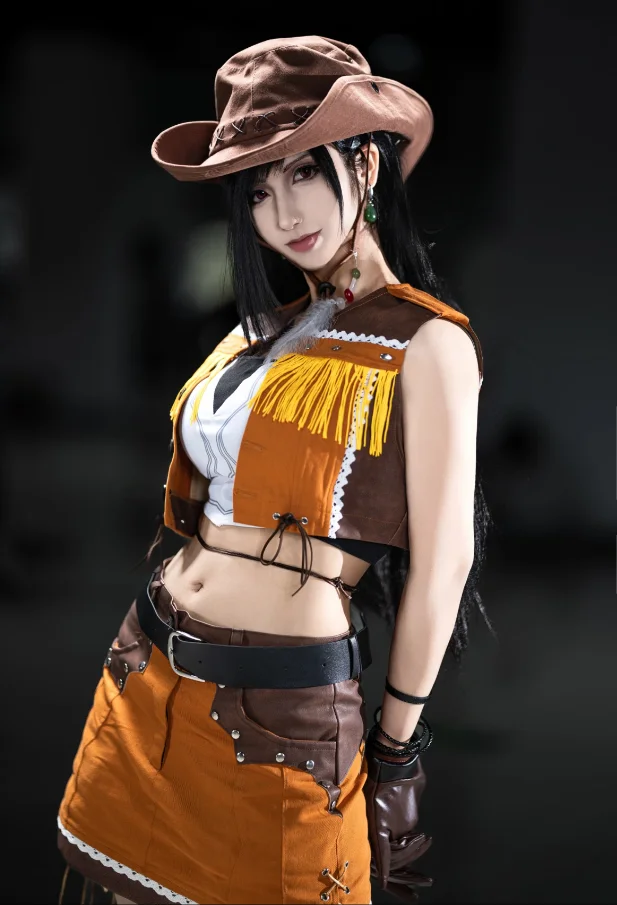 

New Tifa Lockhart Cowboy uniform Final Fantasy VII Cosplay Costume Carnival Uniform Wig Anime Halloween Costumes Women Game FF7