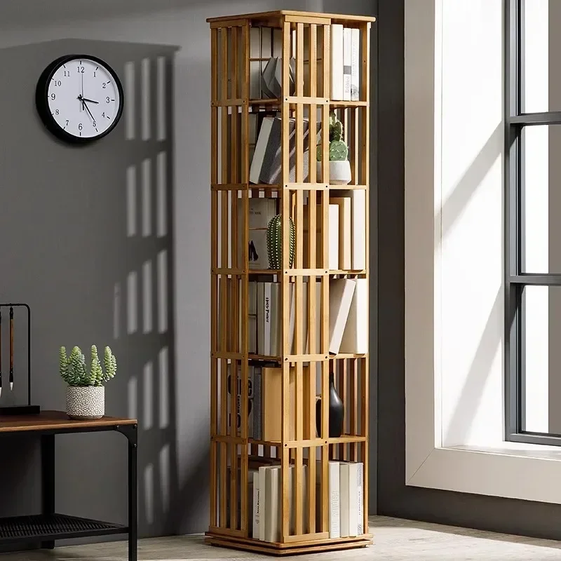 New model Rotating bookshelf Floor-to-ceiling shelf Picture book storage Simple home student multi-layer 360-degree book cabinet