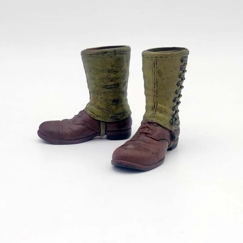 1/6 Scale WWII Hollow boots Model Long military Shoes Green splicing For 12in Action Figure Toy Accessory HT DID
