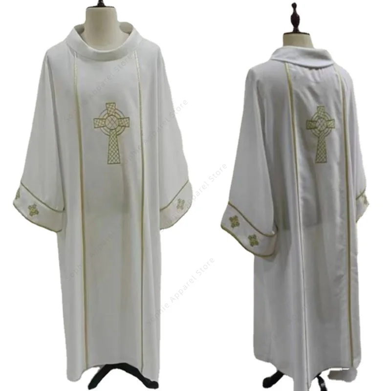 

Liturgical Church Garment Clergy Alb Priest White Vestment Worship Albs Robe Cross Gown Clerical Clothing Pastor Priester