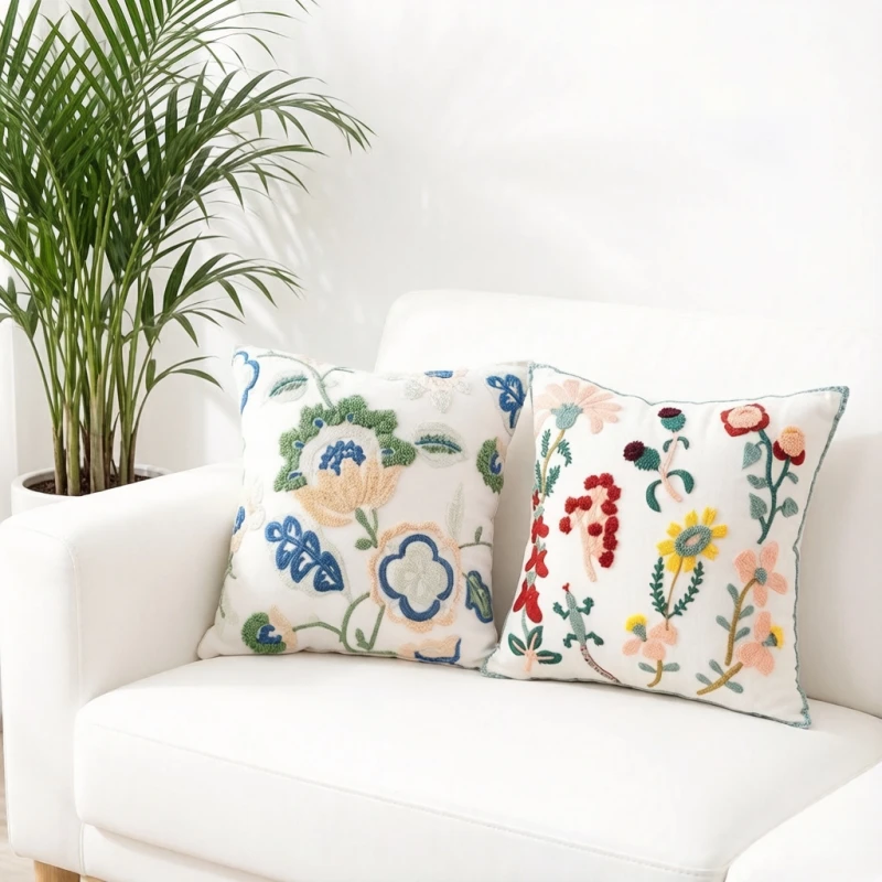 

Pillowcase Flowers Pattern 45x45cm Decorative Pillow Case Soft Sofa Bedroom Home Decor Square Cushions Cover