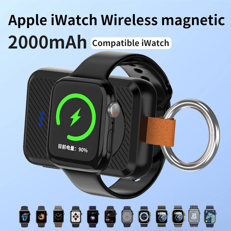 Portable 2000mAh iwatch Wireless Charging Treasure Mini Compact Convenient Magnetic Mobile Power Pack Suitable for TC Interface