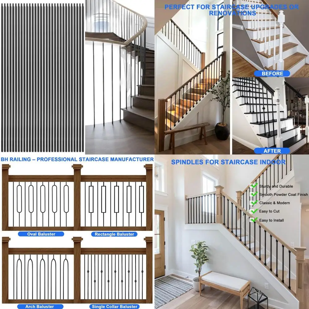 

44-дюймовые кованые балясины, 1/2-дюймовые полые квадратные шпиндели, 30 шт. для внутренних лестниц, декоративная система ограждений