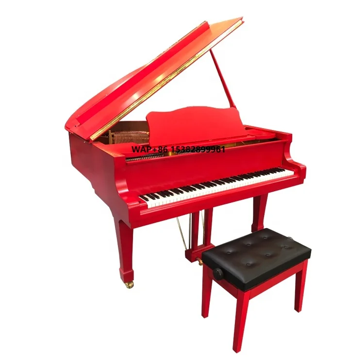 Middleford 88 Keys Red Polish Acoustic Grand Piano GP-160R with Red Piano Bench
