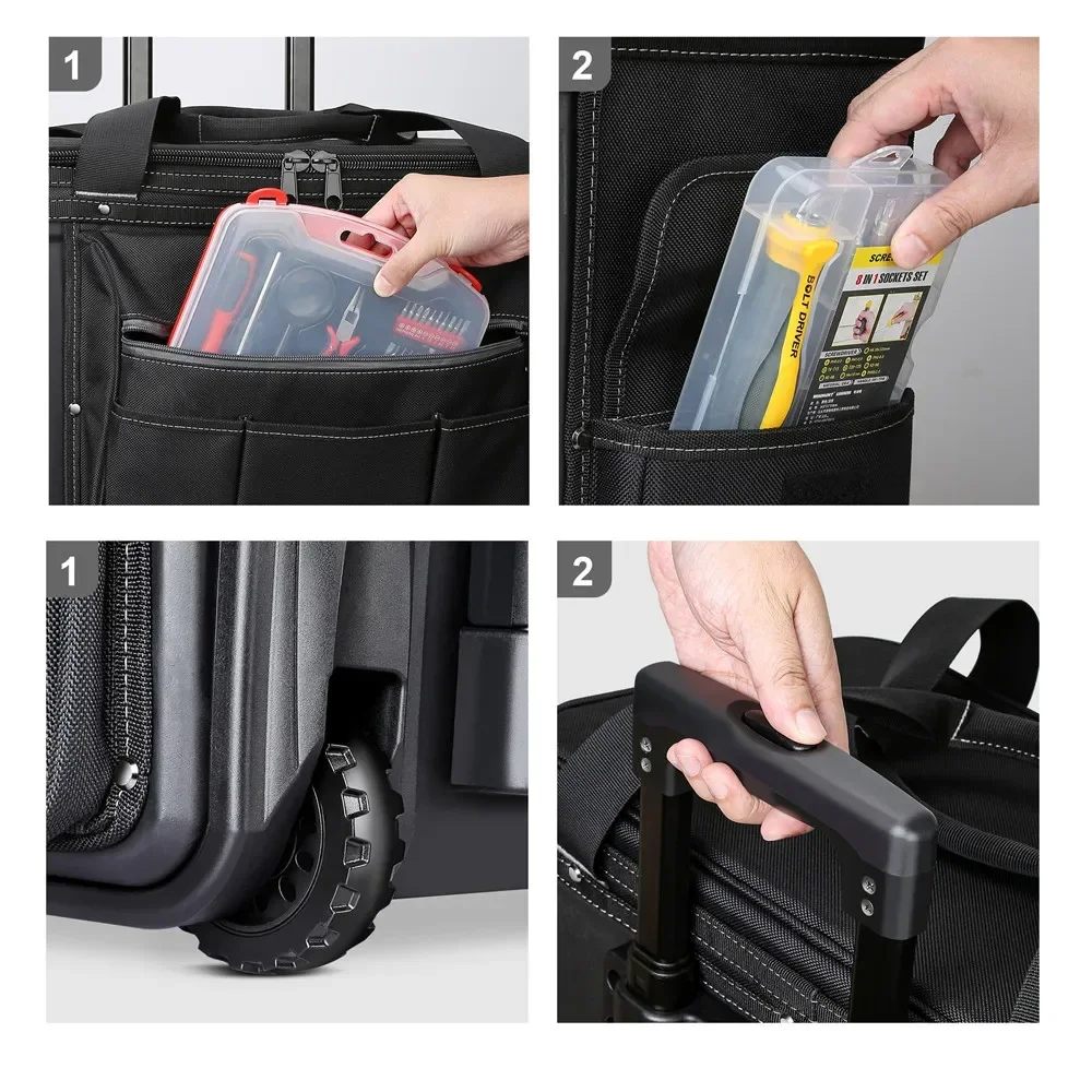 High-quality Alloy Tool Box Carpentry with Trolley Tool Bag Electricians Professional Out To Carry Wheels Storage Bag