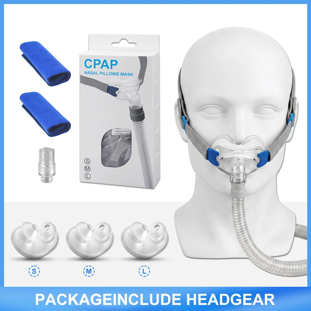Nasal Pillow CPAP Mask Includes Frame,Headgear & Nasal Pillow Cushions (Small, Medium, Large) Lightweight For Cpap&Bipap Machine