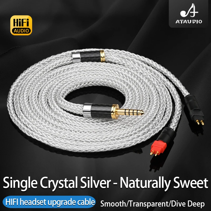 Imagem -03 - Ataudio Alta Pureza Único Cristal Prata Atualização Fone de Ouvido Cabo Pinos 2.5 mm 3.5 mm 4.4 mm 4pin Xlr Banhado a Ouro Plug Fio de Áudio