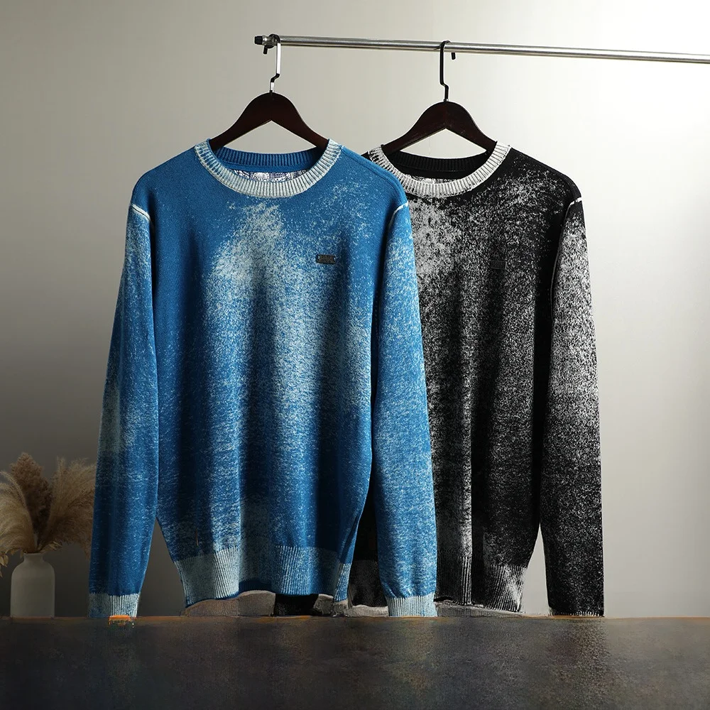 

Готовое к ношению окрашивание тяжелой промышленности! 39 евро! adient Vintage Waed Long Sve круглый вязаный свитер для мужчин осень...