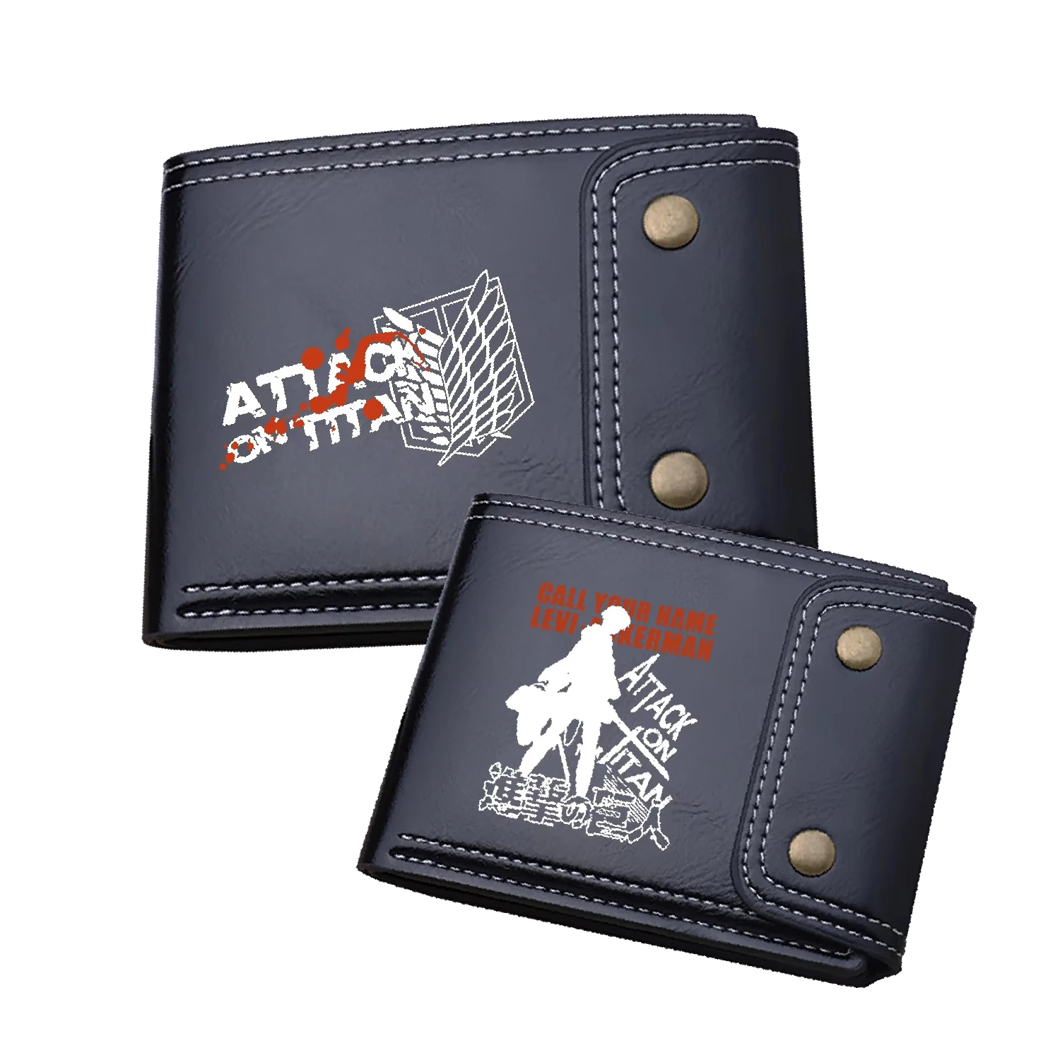 

Короткие кошельки в стиле аниме «Атака Титанов», держатели для удостоверений личности, кожаные кошельки для монет Levi Eren, кошельки для мальчиков, сумки-клатчи с мультяшным принтом для денег