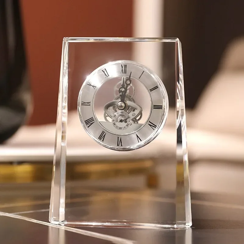 Luxury Crystal Desk Clocks Stylish Office Watch Transparent Table Clocks for Living Room Tables Decoration and Accessories