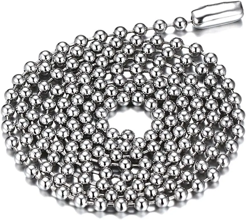 

Цепочка-бисерница из титановой нержавеющей стали с маленькими бусинами для мужчин и женщин, 24-38 дюймов, серебро, черный, золото