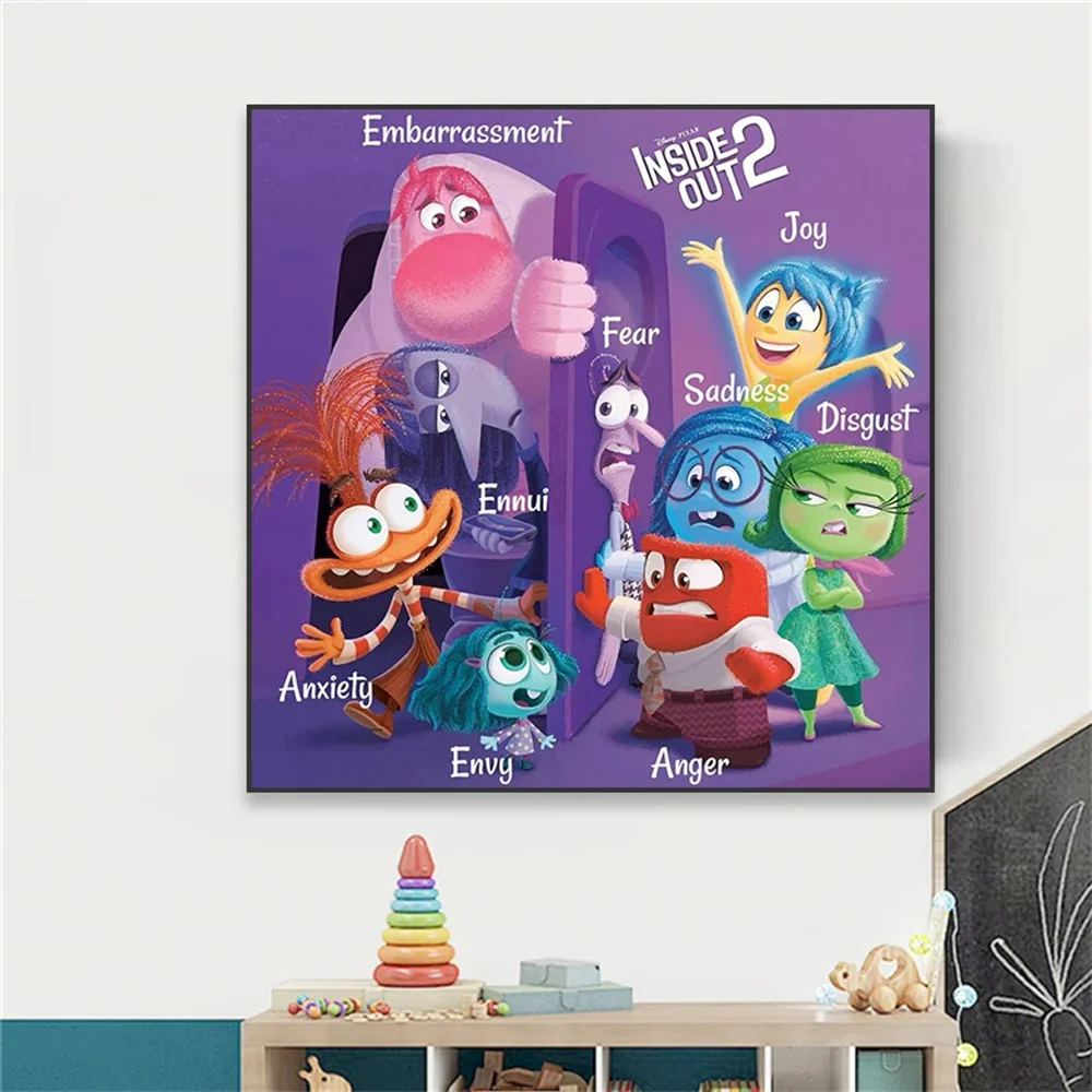 Disney Movie Posters and prints Cartoon Film Inside Out 2 Canvas Painting Wall Art Picture For Kids Bedroom Motivational Decor