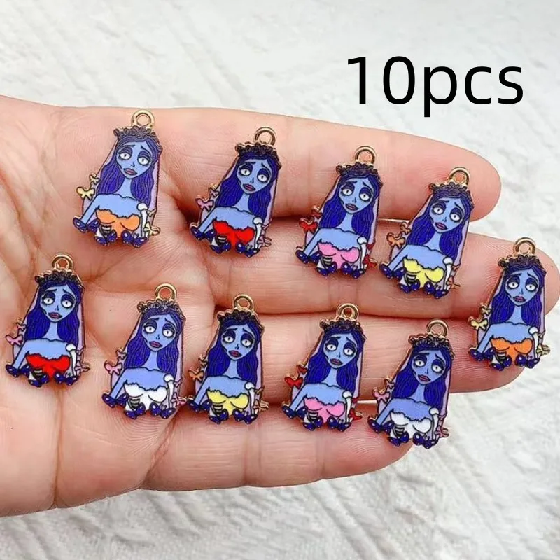 10pcs Halloween Cartoon Charm Jewelry Accessories Enamel Necklace Earring Pendant Diy Making Supplies Alloy Metal