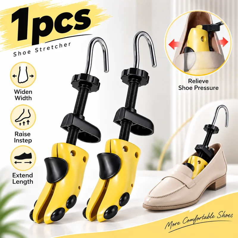 1 Shoe Stretcher, Specifically Designed for Length and Width Adjustments - These Adjustable Shoe Expanders Feature a Four-Way Adjustment Function and Are Made from Durable Plastic, Ideal for Shoe Repair, Size Changes, and General Shoe Care