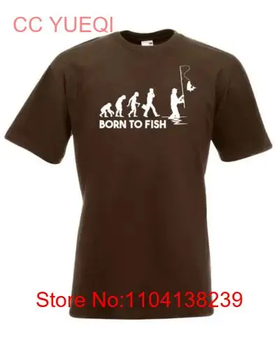 Evolution of Fishing White Design Funny T SHIRT ALL SIZES Chocolate long or short sleeves