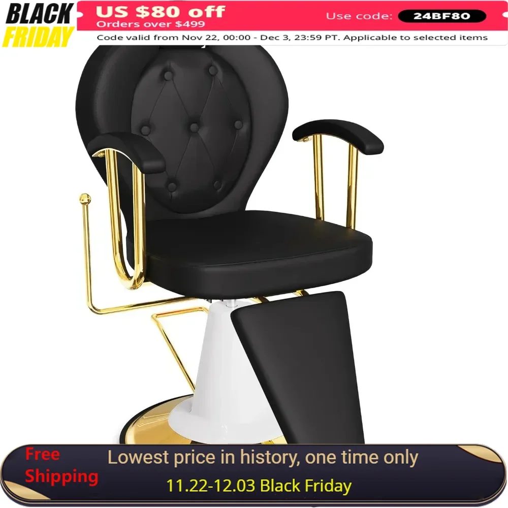 

Barber Chair with Hydraulic Pump, 360°Swivel Stylist Chairs with Removable Headrest, Salon Chair