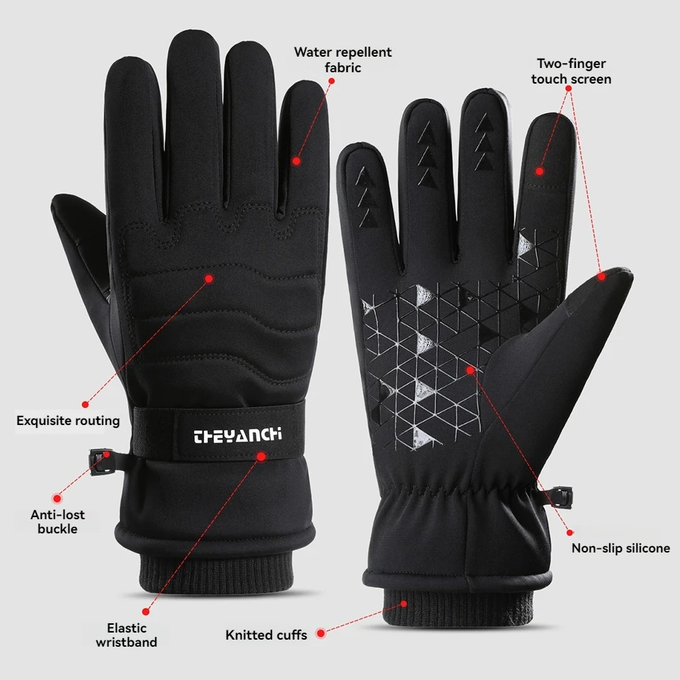 NOFOXO Winter Warm Motorcycle Gloves Ski Touch Screen Fleece Gloves Waterproof Cycling Gloves Outdoor Snowboard Riding Warm