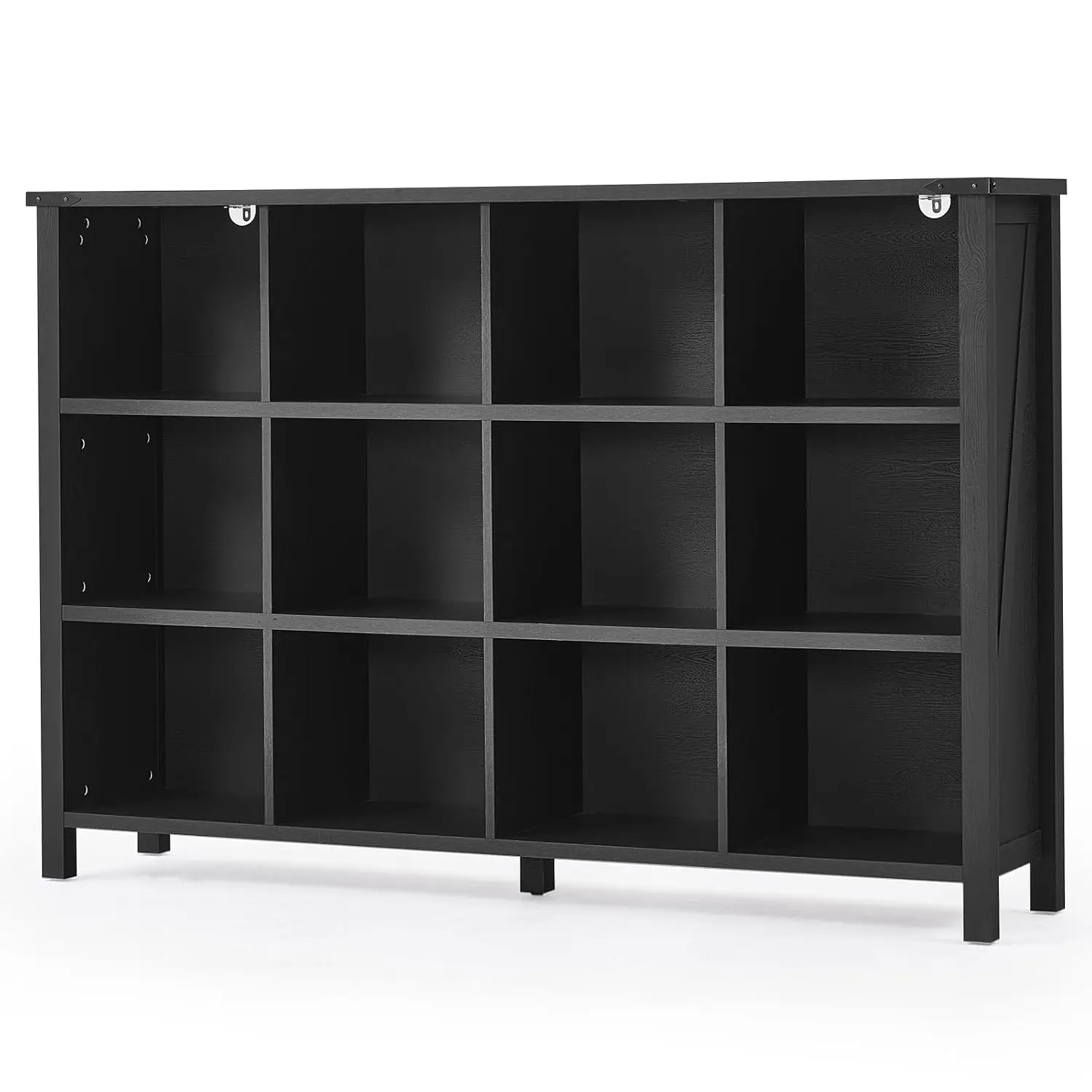 12 Cube Storage Organizer, Farmhouse 62 Inch Wide Black Oak Display Bookshelf, Wooden 3 Tier Large Open Book Shelf,, Customized