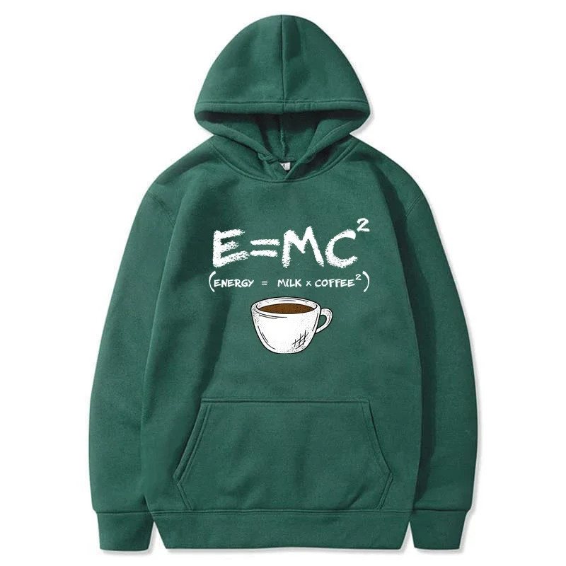 Energy=Milk+Coffee Printing Men Clothing Casual Breathable Hoodie Funny Fleece Loose Sportswear Street Oversized Menswear Hoody