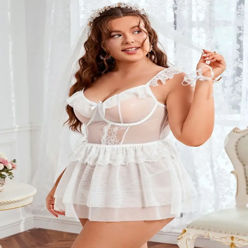 Plus Size Porn Women Babydoll Lingerie Sexy White Bride Wedding Dress Uniform Cosplay Sexy Erotic Nightdress Cosplay Costumes