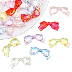 4/10pcs 13x29mm Acrylic Transparent Bow Charm Beads for Jewelry Keychain Craft Making DIY Accessories Colorful Loose Beads